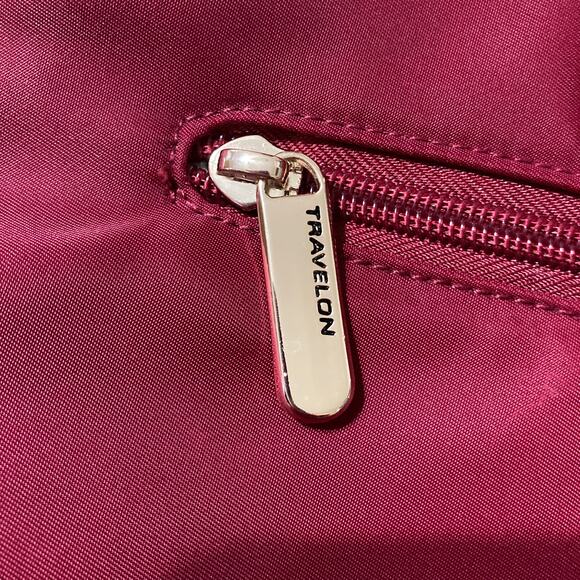TRAVELON RED WINE SHOULDER BAG WITH GOLD HARDWARE - Picture 9 of 9